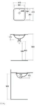 RAK-VARIANT - Undermount square ceramic washbasin by RAK Ceramics - view 3